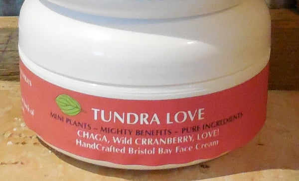 Tundra Love face cream, infused Alaskan chaga, wild blueberries, rejuvenating cranberries and age-defying cloudberries, with Wild Rose Hip and Bulgarian rose oil