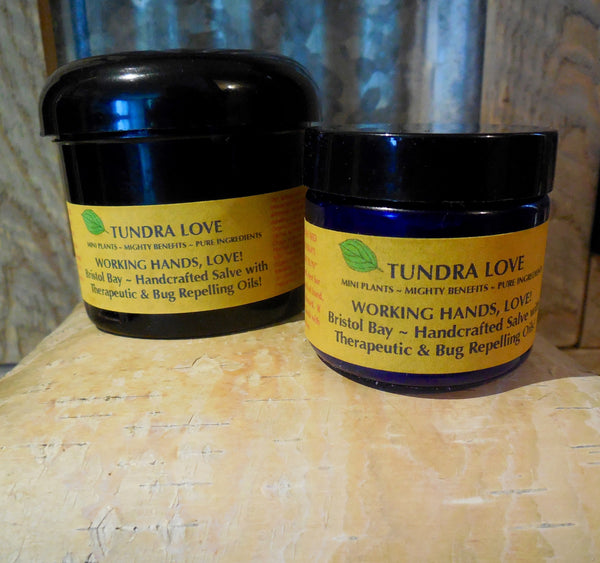 Working Hands  Wild Alaskan Chaga  2 oz Salve,  custom made  pain relief, anti-inflammatory, therapeutic effects of wormwood, rose hip and plantain, incorporating anti oxidant value of chaga,
